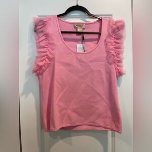 NWT Bailey 44 Pink Ruffled Tank Top XL